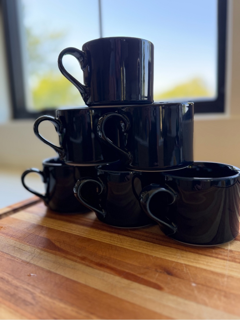 Vintage Dansk Bistro Bisserup Blue Japan Stackable Ceramic Coffee Mug Set - 6 PC